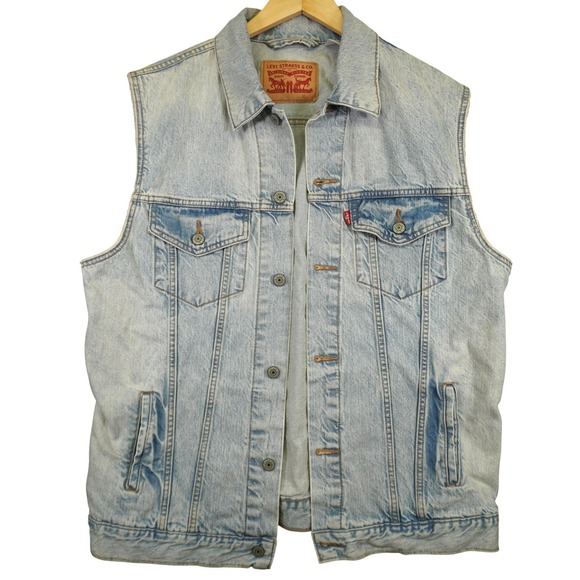 Levi's Other - Levi's Denim Trucker Vest Mens XL Light Blue Sleeveless Type 3 Jean Jacket